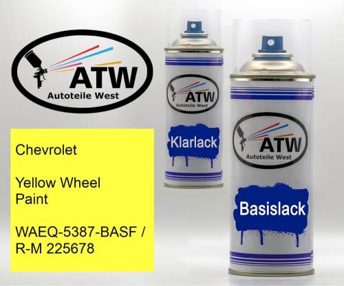Chevrolet, Yellow Wheel Paint, WAEQ-5387-BASF / R-M 225678: 400ml Sprühdose + 400ml Klarlack - Set, von ATW Autoteile West.